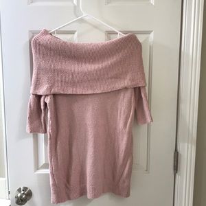 Mauve pink off the shoulder sweater